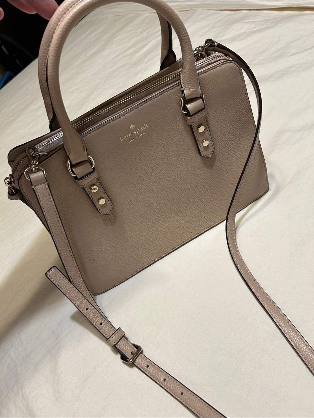 Kate Spade Taupe Leather Satchel Crossbody Bag